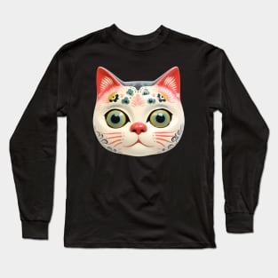 Retro Kitschy Cat Heads Long Sleeve T-Shirt